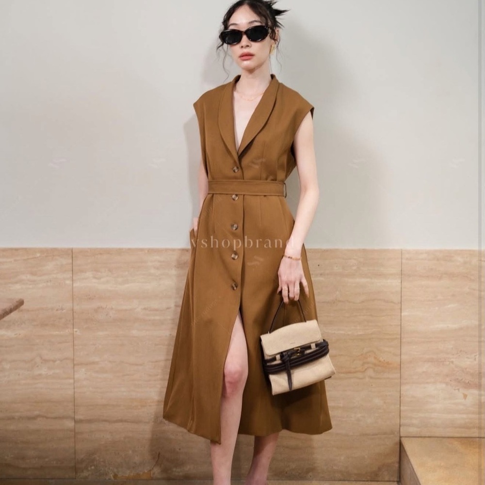 Elegant Brown Sleeveless Dress
